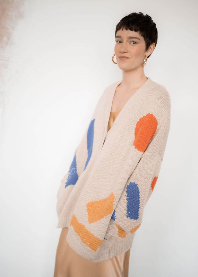 Line Dots Knit Cardigan