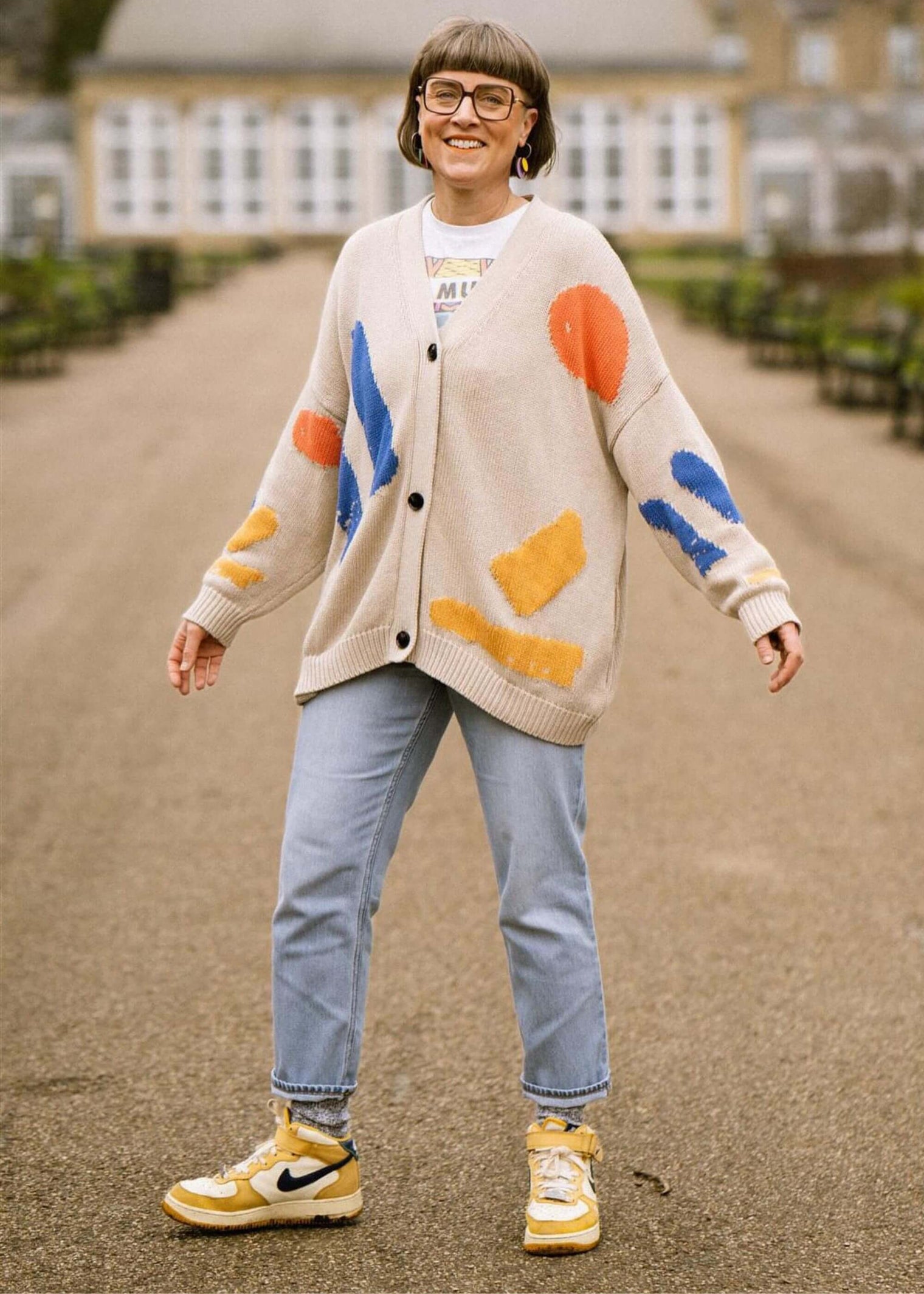 Line Dots Knit Cardigan