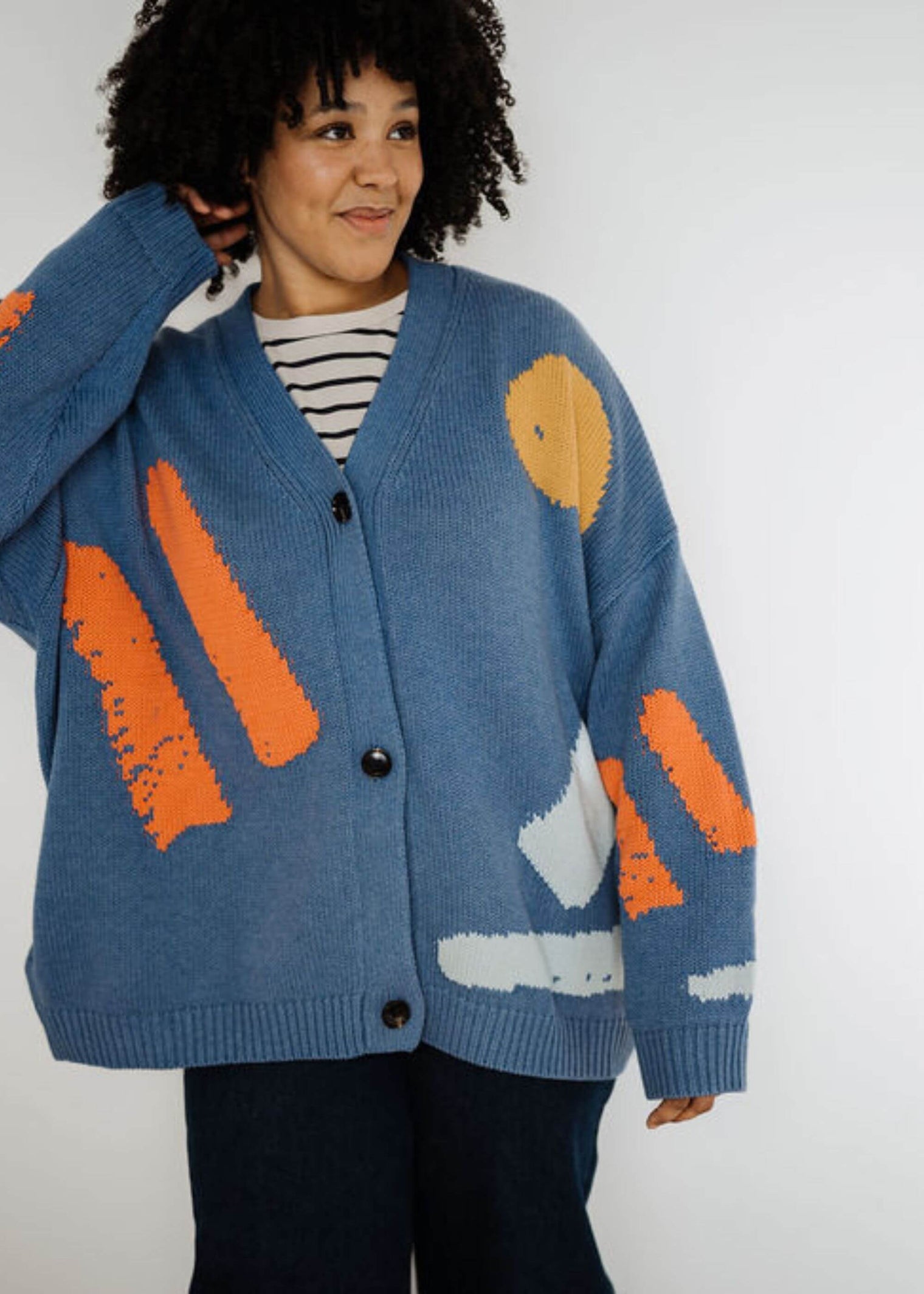 Line Dots Knit Cardigan - Technicolour