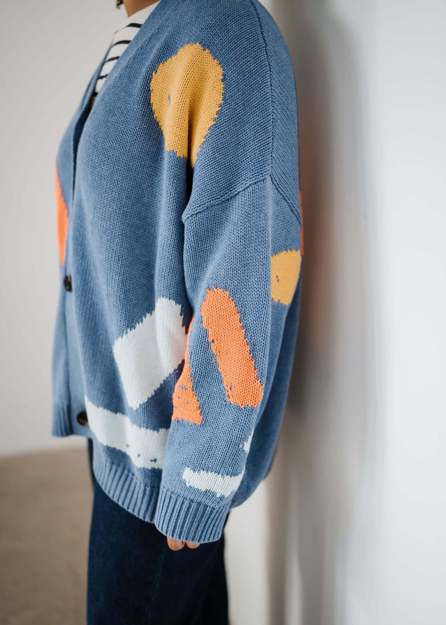 Line Dots Knit Cardigan - Technicolour