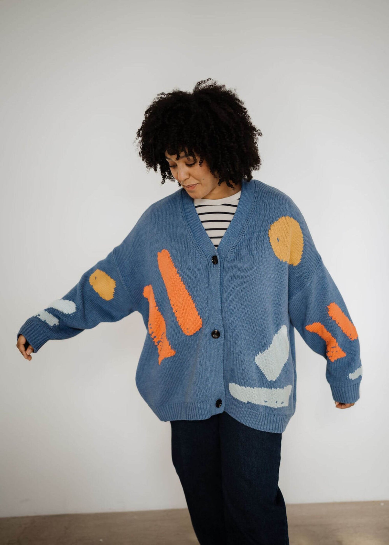 Line Dots Knit Cardigan - Technicolour