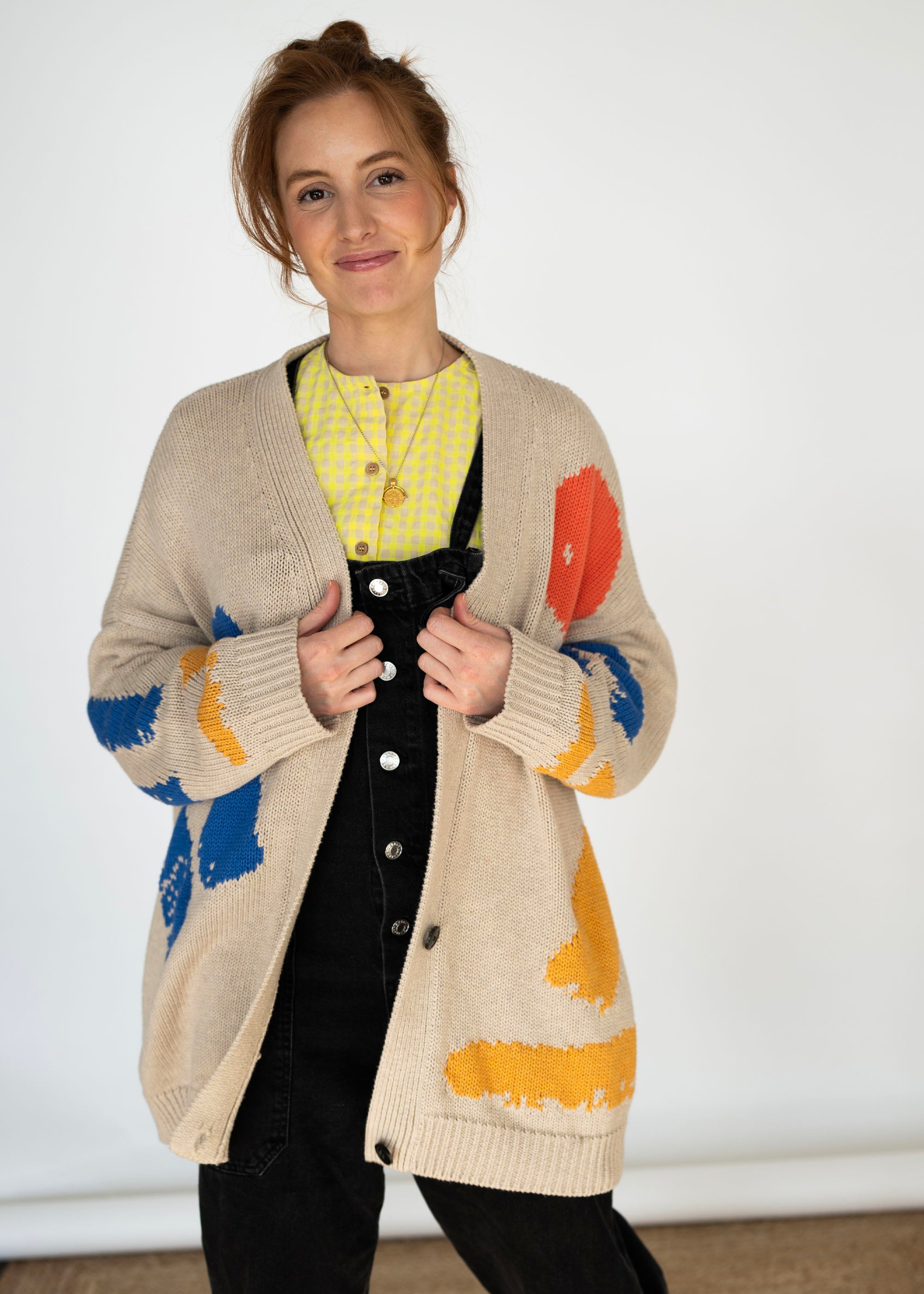 最安値挑戦！ Cardigan Women DOT LINE LINE KNIT HALF SLEEVE