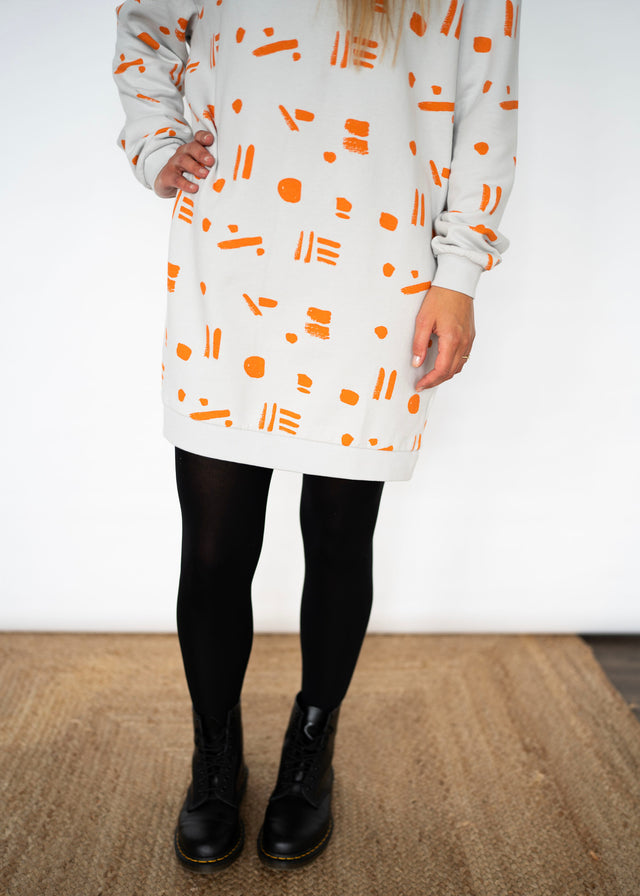 Line Dots Dress - Sunshine Orange