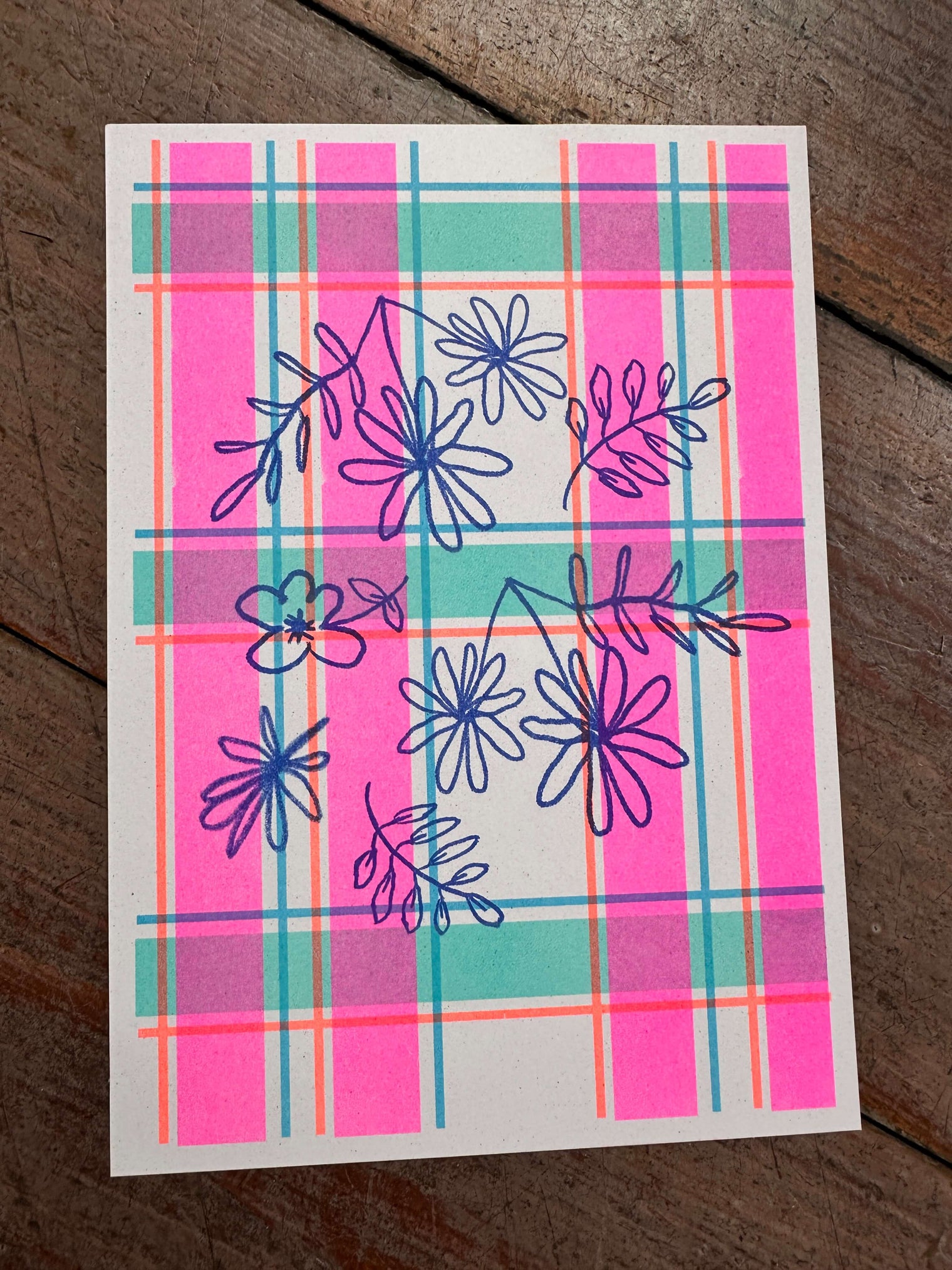 Sorrel flower A5 risograph print