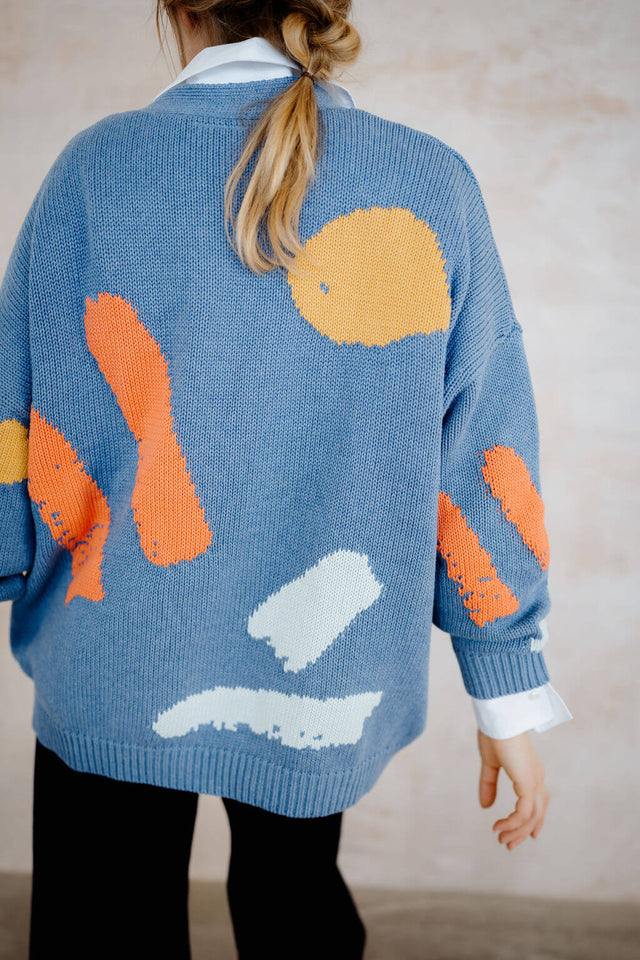 Line Dots Knit Cardigan - Technicolour