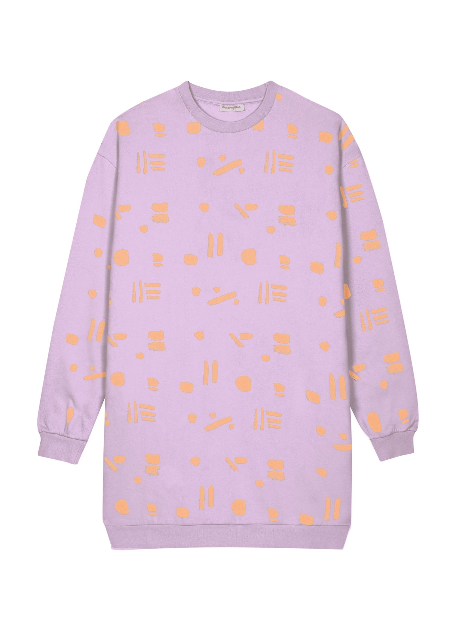 Line Dots Sweatshirt Dress - Lilac Peach