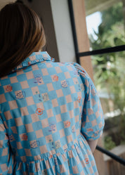 Vita dress – Checkerboard Blue