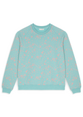 A mint green sweatshirt with vivid pink print allover it from Cub & Pudding