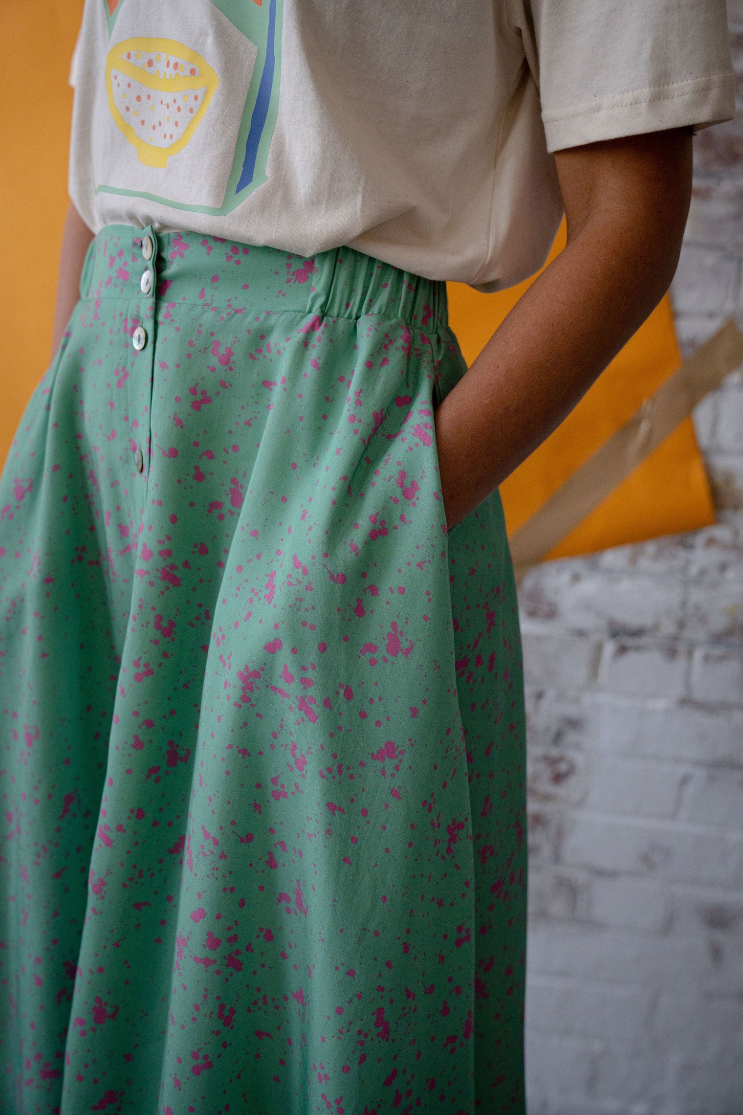 Lamorna Midi Skirt - Green Skirt Cub & Pudding 