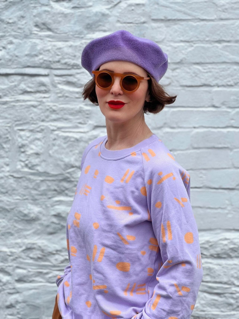Line Dots Lilac & Sunshine sweatshirt — Adult Sweatshirt Cub & Pudding 