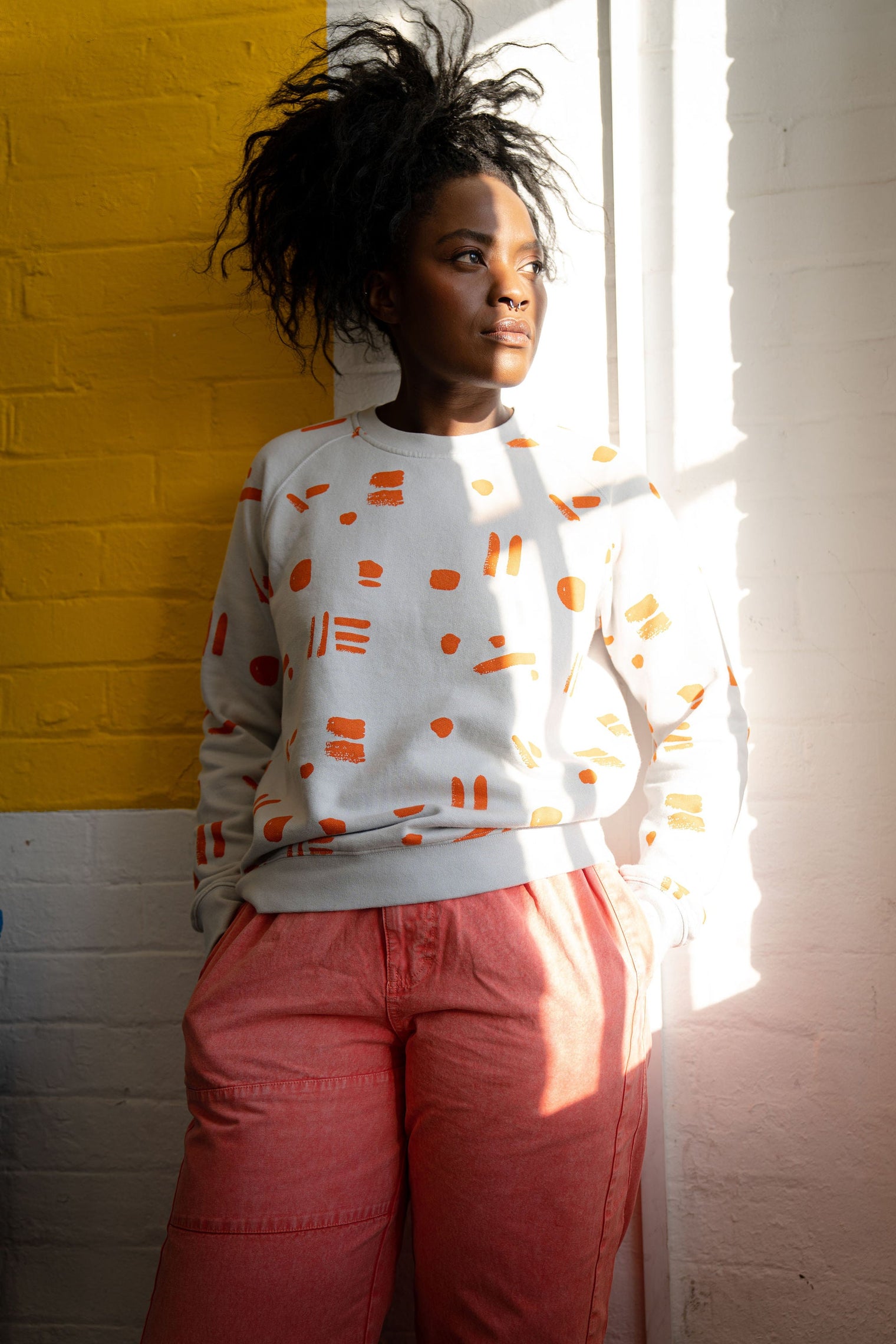 Line Dots sweatshirt Sunshine — Adult Sweatshirt Cub & Pudding 